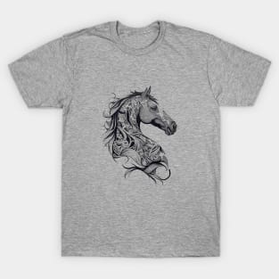 Horse Wild Animal Nature Illustration Art Tattoo T-Shirt